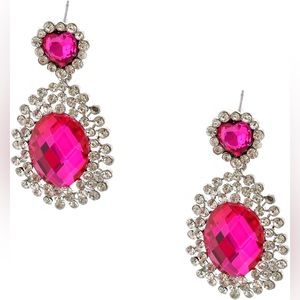 Pink and Clear Crystal Formal Earrings
